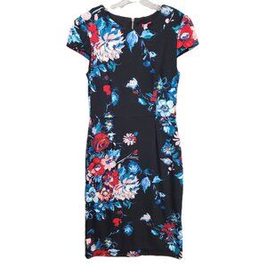 Betsey Johnson Black Floral Fitted Dress